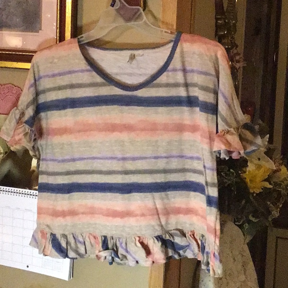 Striped Ruffle Hem Top